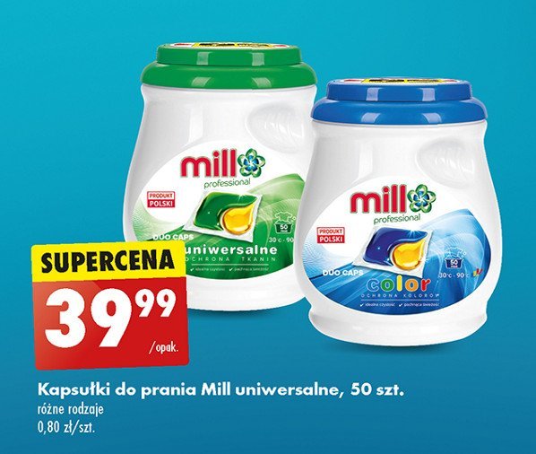 Kapsułki do prania kolor MILL PROFESSIONAL promocja