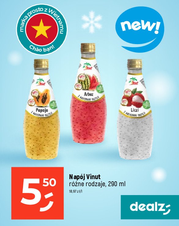 Nap贸j z nasionami bazylii liczi VINUT promocja
