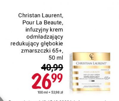 Krem odmładzający redukujący zmarszczki +65 Christian laurent pour la beaute promocja
