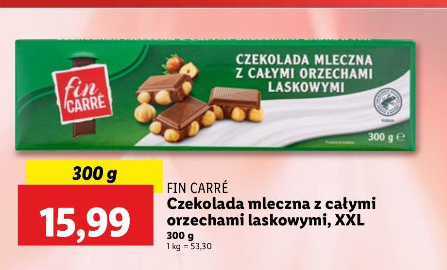 Czekolada mleczna z całymi orzechami laskowymi Fin carre promocja