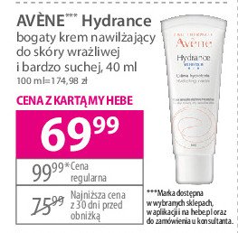 Krem bb do twarzy nawilżający bogaty spf30 Avene hydrance promocja