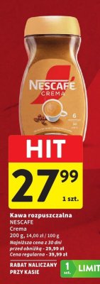 Kawa rozpuszczalna NESCAFE Crema promocja w Intermarche