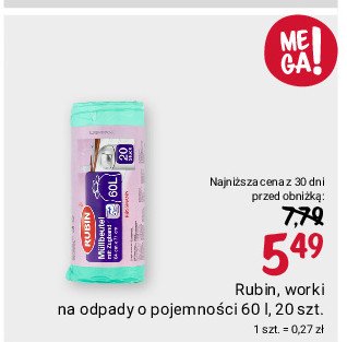 Worki na śmieci wiązane 60 l Rubin promocja