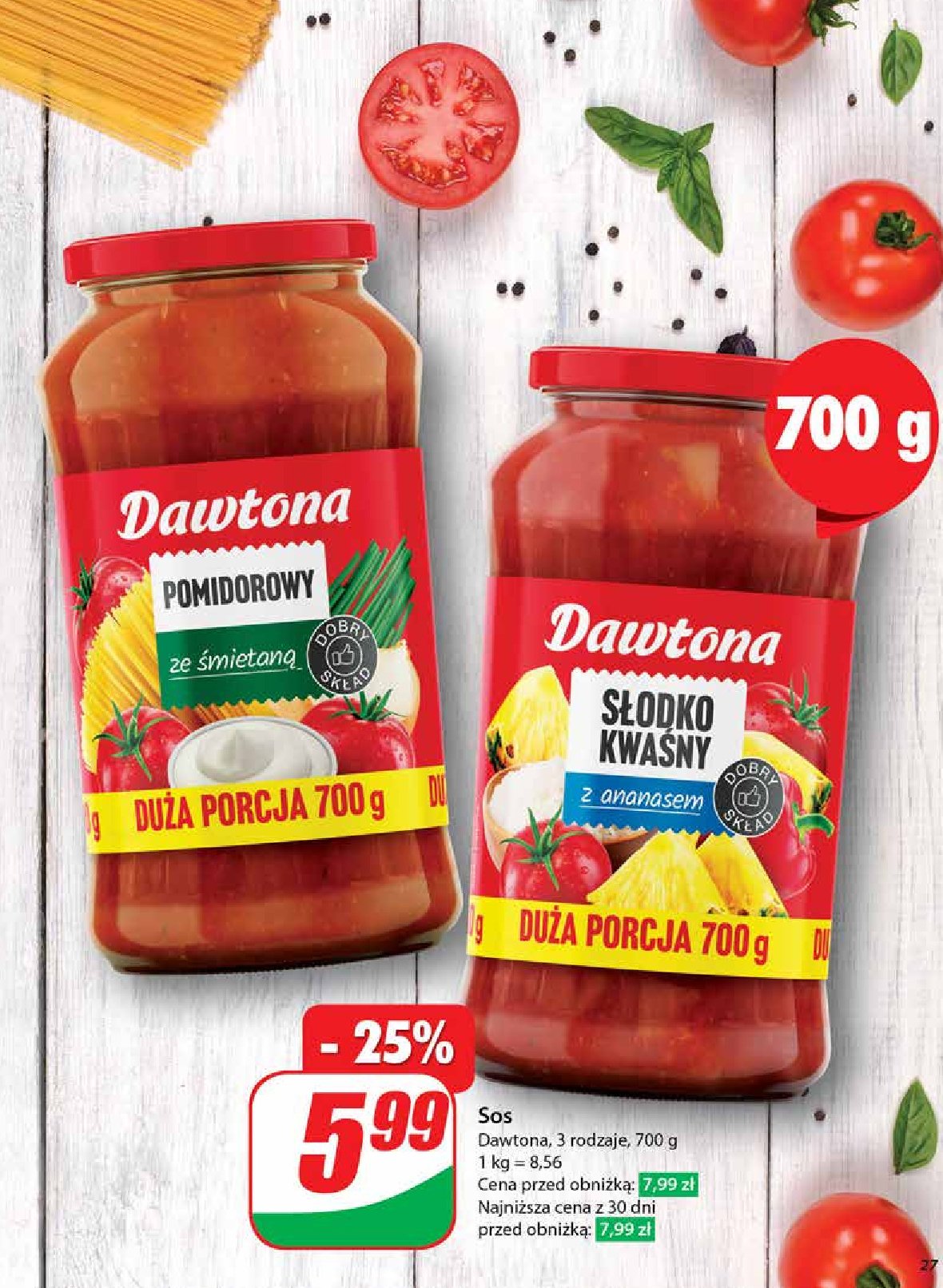 Sos pomidorowy ze śmietaną Dawtona promocja w Dino