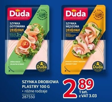 Szynka drobiowa plastry Duda różne rodzaje promocja w Selgros