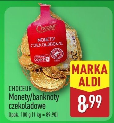 CHOCEUR Monety/banknoty czekoladowe promocja w Aldi