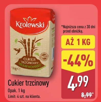Cukier trzcinowy Królewski promocja w Aldi