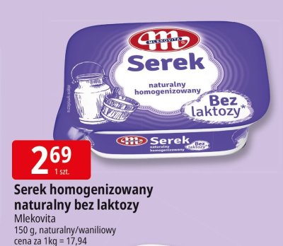 Serek homogenizowany naturalny bez laktozy Mlekovita promocja w Leclerc