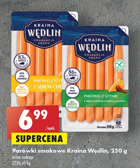 Parówki z szynki z serem cheddar Kraina wędlin promocja
