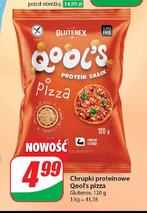 Snacki proteinowe qool's pizza Glutenex promocja