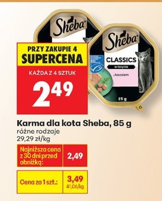 Karma dla kota Sheba różne rodzaje 85g promocja w Biedronka