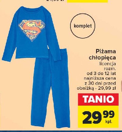 Piżama chłopięca 3-12 lat superman promocja