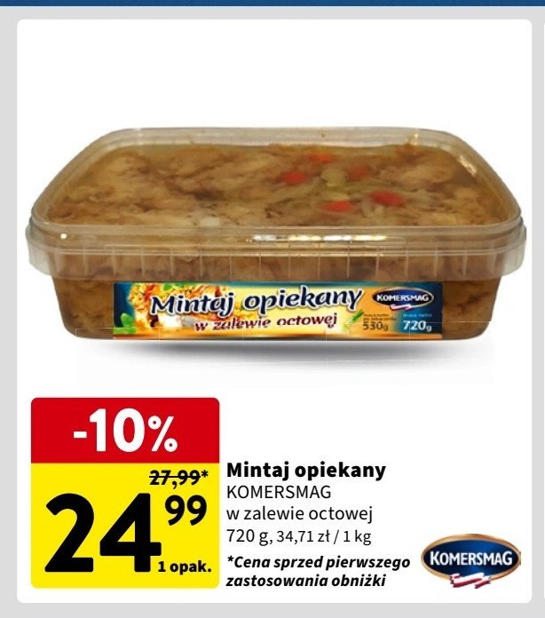 Mintaj opiekany w zalewie octowej Komersmag promocja w Intermarche