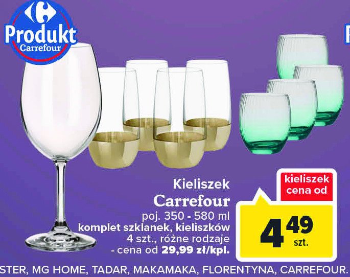 Komplet szklanek do napojów Carrefour promocje