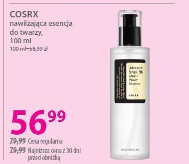 Nawilżająca esencja do twarzy COSRX ADVANCED SNAIL 96 promocja w Hebe