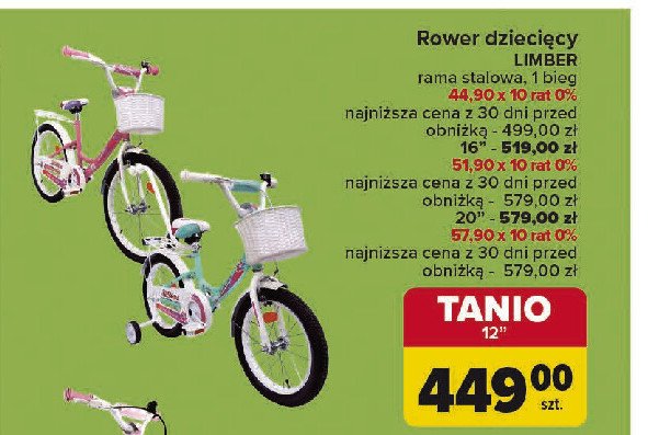 Rower dzieci臋cy 20" LIMBER promocja