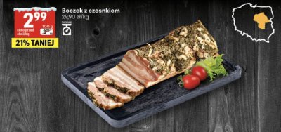 Boczek z czosnkiem Stanisławów promocja w Delikatesy Centrum