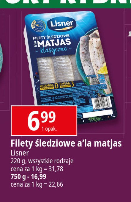 Filety śledziowe a'la matjas w oleju Lisner promocja w Leclerc