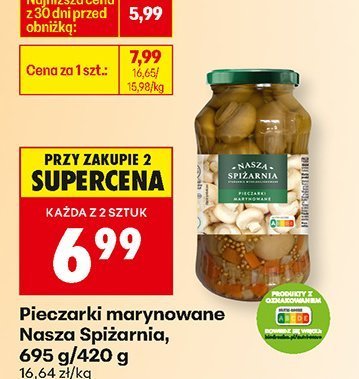 Pieczarki marynowane Nasza Spiżarnia 695g/420g promocja w Biedronka