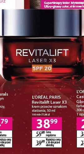 Krem anti-age spf 20 L'oreal revitalift laser x3 promocja