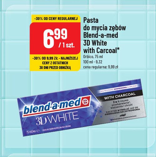 Pasta do zębów charcoal Blend-a-med 3d white promocja w POLOmarket