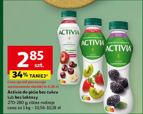 Jogurt bez cukru czereśnia-jabłko-banan Danone activia promocja