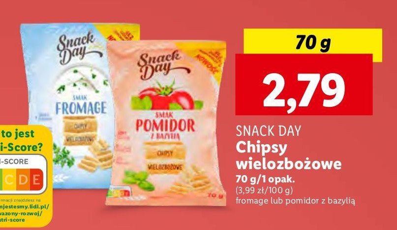 Chipsy wielozbożowe fromage Snack day promocja