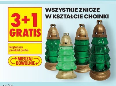 Wszystkie znicze w kształcie choinki 3+1 GRATIS promocja w Biedronka