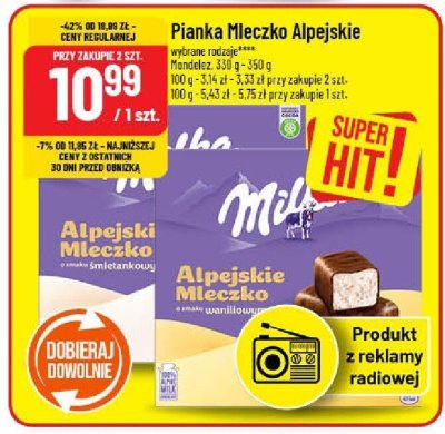 Pianka Mleczko Alpejskie Milka promocja w POLOmarket