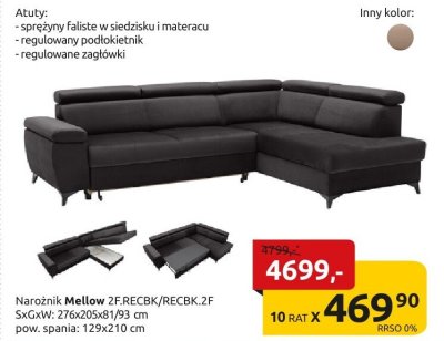 Narożnik Mellow 2F.RECBK/RECBK.2F promocja w Black Red White