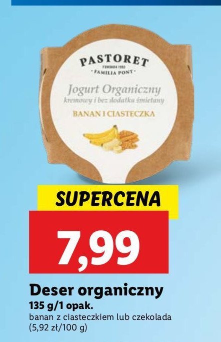 Jogurt organiczny czekolada PASTORET promocja w Lidl