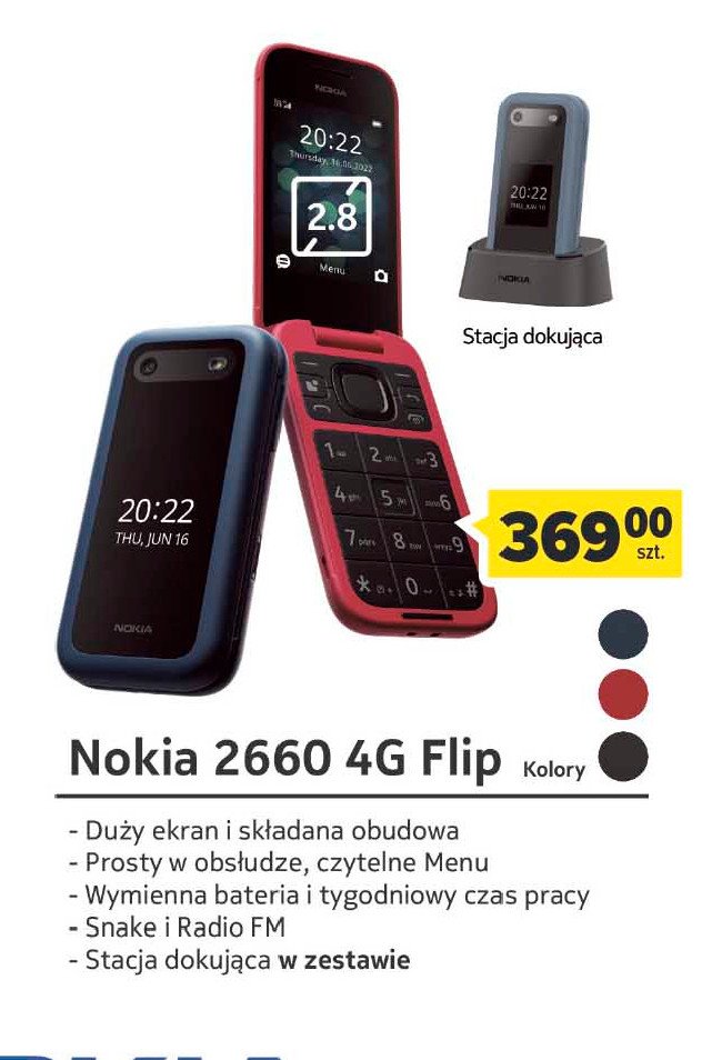 Telefon 2660 4g flip czerwony Nokia promocja