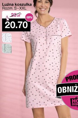 Luźna koszulka nocna damska różne wzory Rozm. S-XXL promocja w Woolworth