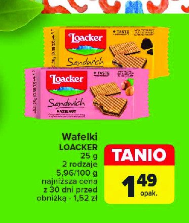 Wafle z kremem orzechowym Loacker promocja