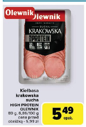 Kie艂basa krakowska sucha proteinowa Olewnik promocja