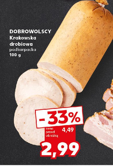 Kiełbasa krakowska drobiowa Dobrowolscy promocja w Kaufland