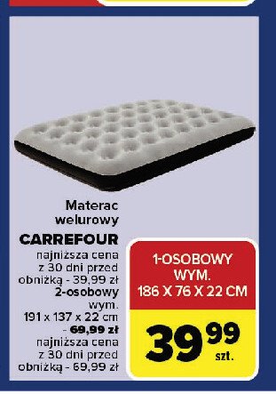 Materac 2-osobowy 191 x 137 x 22 cm Carrefour promocja w Carrefour Market