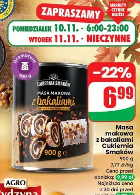 Masa makowa z bakaliami  promocja w Dino