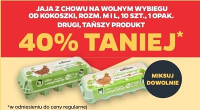 Jaja z chowu na wolnym wybiegu 10 szt. M, L DRUGIE -40% promocja w Netto