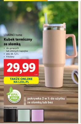 Kubek termiczny ze słomką LIVARNO HOME promocja