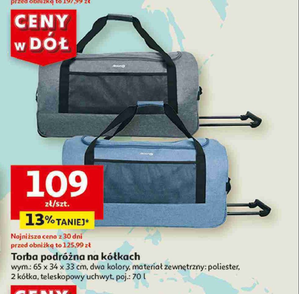 Torba podróżna na kółkach 65 x 34 x 33 cm promocja