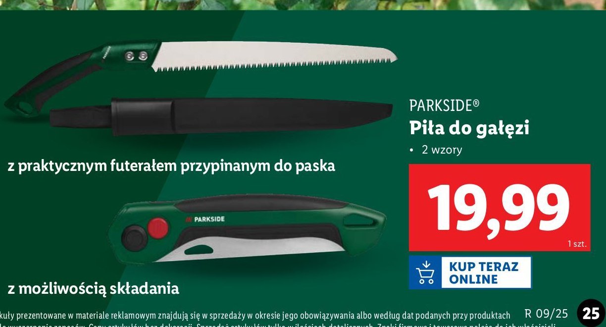 Piła do gałęzi składana 20 cm Parkside promocja