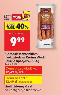 Kiełbaski z czosnkiem niedźwiedzim Kraina Wedlin Polskie Specjały promocja w Biedronka