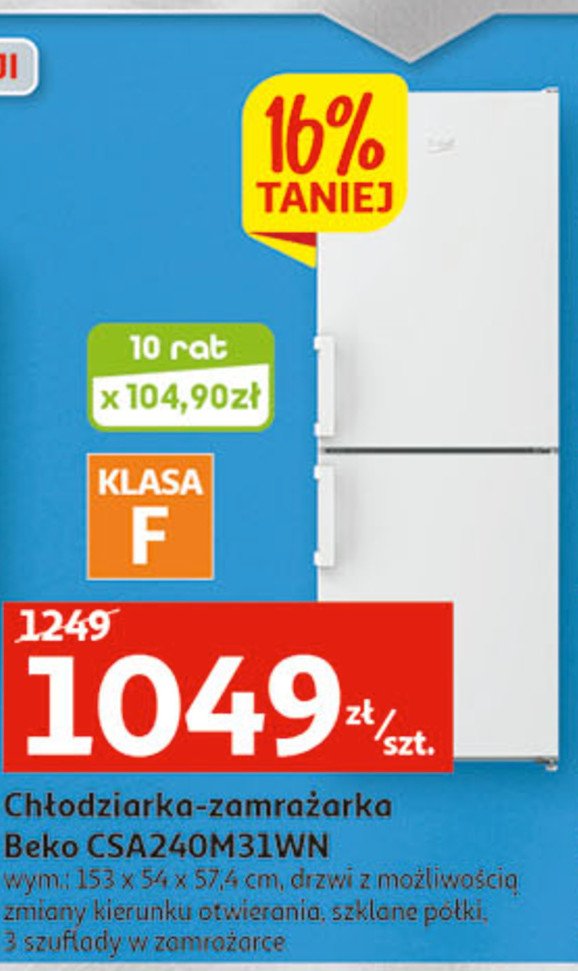 Ch艂odziarka-zamra偶arka csa240m31wn Beko promocja