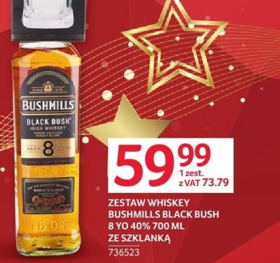 Whiskey Bushmills Black Bush 8 yo 40% 700 ml ze szklanką promocja w Selgros