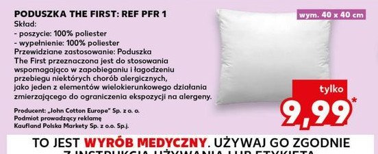 Poduszka the first 40 x 40 cm John cotton promocja w Kaufland