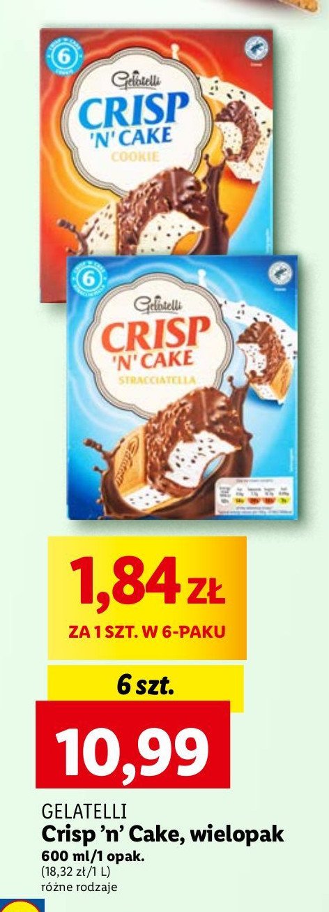 Lody crisp'n' cake cookie Gelatelli promocja