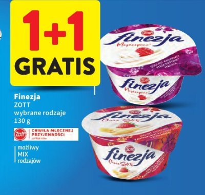 Jogurt Finezja ZOTT wybrane rodzaje promocja w Intermarche