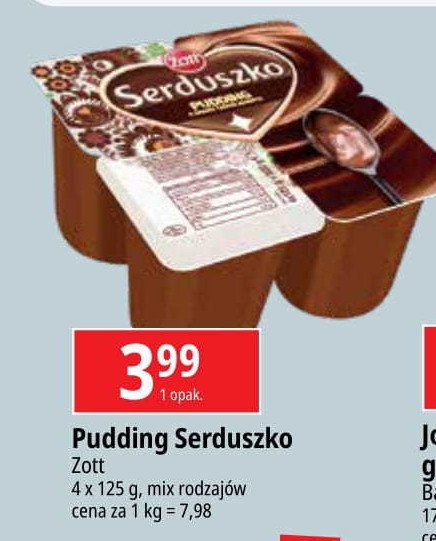 Pudding czekoladowy Zott serduszko promocja w Leclerc