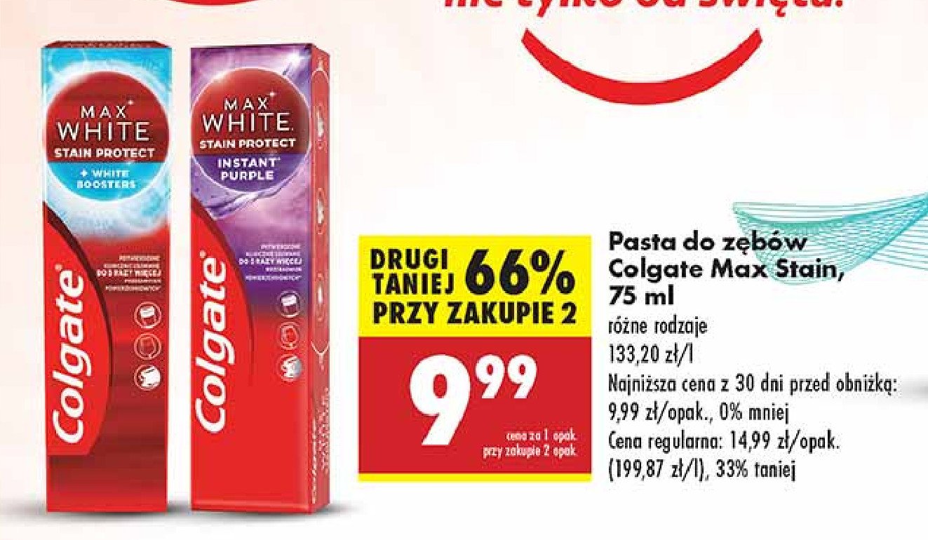 Pasta do zębów purple reveal Colgate max white promocja w Biedronka